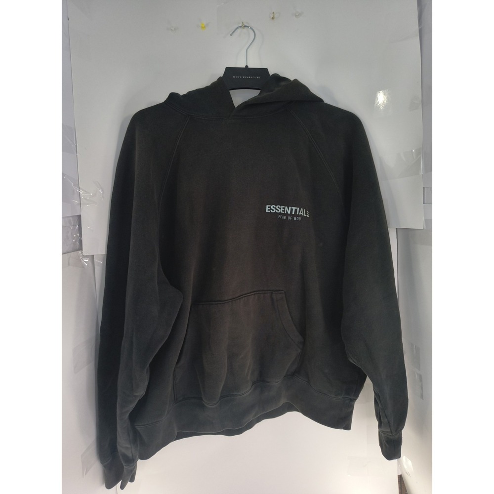Fear of God Essentials Hoodie Men's Black Pullover Logo Sweatshirt Streetwear